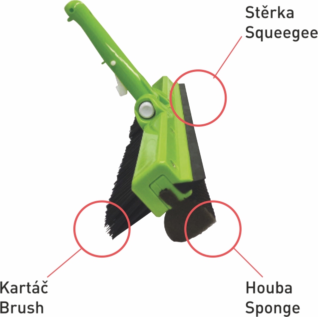 3 v 1 -- Kartáč, stěrka, houba